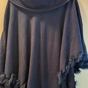 Alfani knit poncho in navy blue size l/xl